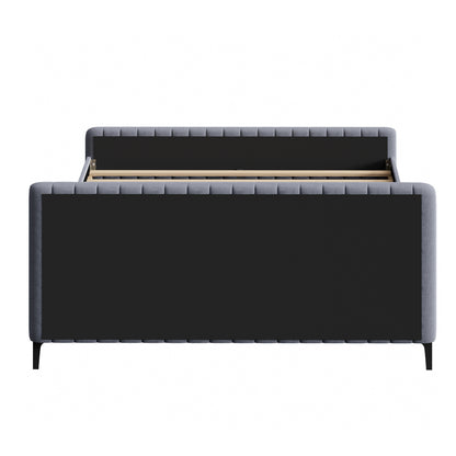 Oikiture Bed Frame King Size Beds Platform Velvet Fabric Grey-Bed Frames-PEROZ Accessories