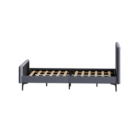 Oikiture Bed Frame King Single Beds Platform Velvet Fabric Grey-Bed Frames-PEROZ Accessories