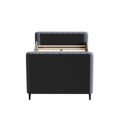 Oikiture Bed Frame King Single Beds Platform Velvet Fabric Grey-Bed Frames-PEROZ Accessories