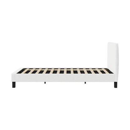 Oikiture Bed Frame Double Size Base White Boucle TOFU-Bed Frame-PEROZ Accessories