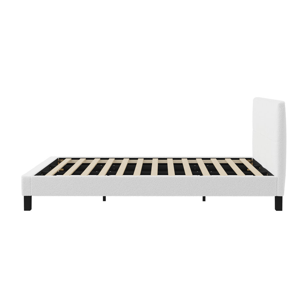 Oikiture Bed Frame King Size Base White Boucle TOFU-Bed Frame-PEROZ Accessories