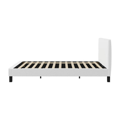 Oikiture Bed Frame King Size Base White Boucle TOFU-Bed Frame-PEROZ Accessories