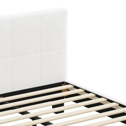 Oikiture Bed Frame Queen Size Base White Boucle TOFU-Bed Frame-PEROZ Accessories