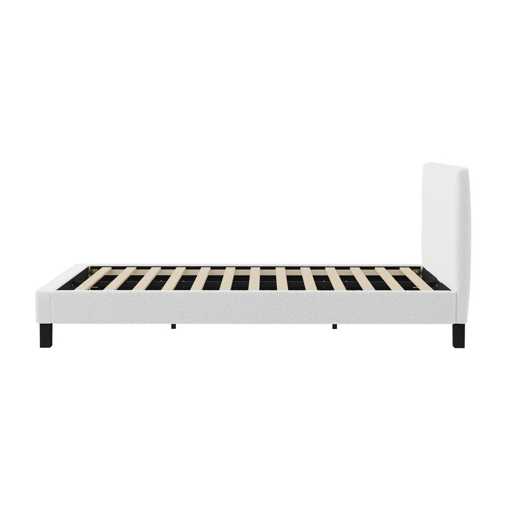 Oikiture Bed Frame Queen Size Base White Boucle TOFU-Bed Frame-PEROZ Accessories