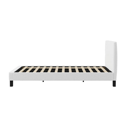 Oikiture Bed Frame Queen Size Base White Boucle TOFU-Bed Frame-PEROZ Accessories