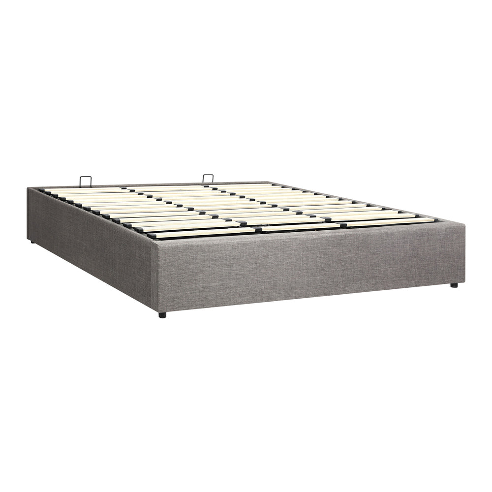 Oikiture King Bed Frame Mattress Base with Lift Gas Beige-Bed Frames-PEROZ Accessories