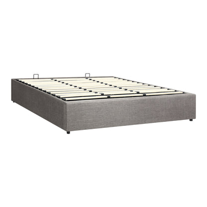 Oikiture King Bed Frame Mattress Base with Lift Gas Beige-Bed Frames-PEROZ Accessories