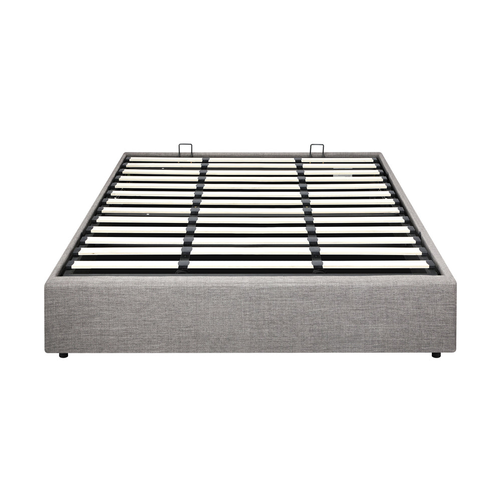 Oikiture King Bed Frame Mattress Base with Lift Gas Beige-Bed Frames-PEROZ Accessories