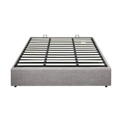 Oikiture King Bed Frame Mattress Base with Lift Gas Beige-Bed Frames-PEROZ Accessories