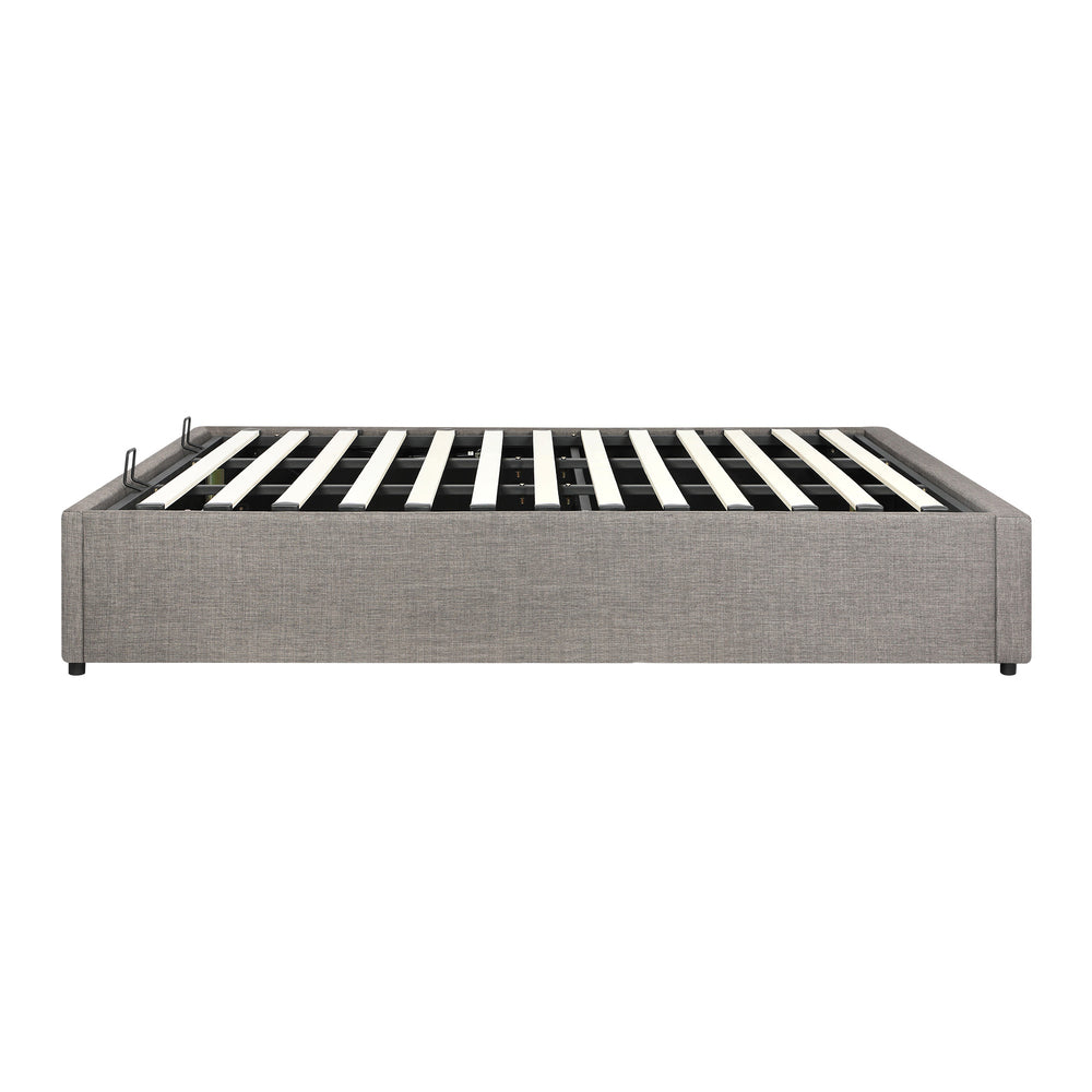 Oikiture King Bed Frame Mattress Base with Lift Gas Beige-Bed Frames-PEROZ Accessories