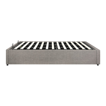 Oikiture King Bed Frame Mattress Base with Lift Gas Beige-Bed Frames-PEROZ Accessories