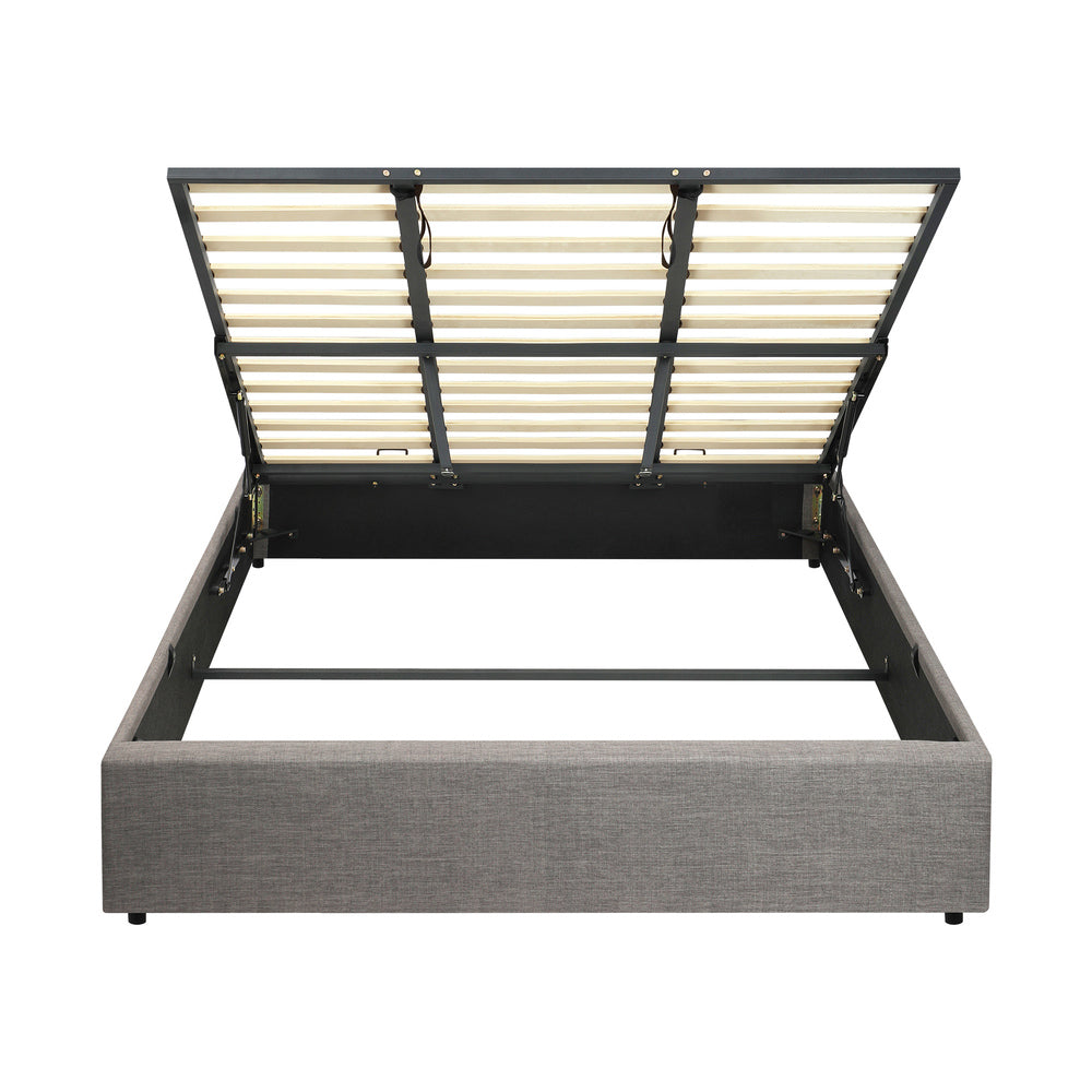 Oikiture King Bed Frame Mattress Base with Lift Gas Beige-Bed Frames-PEROZ Accessories