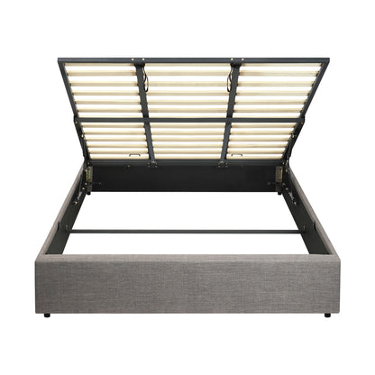 Oikiture King Bed Frame Mattress Base with Lift Gas Beige-Bed Frames-PEROZ Accessories