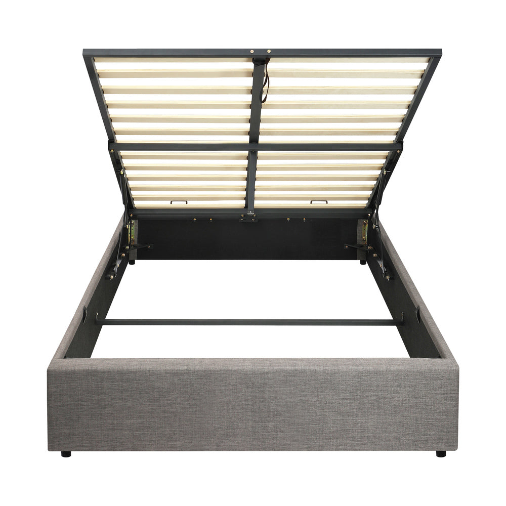 Oikiture King Single Bed Frame Mattress Base with Lift Gas Beige-Bed Frames-PEROZ Accessories