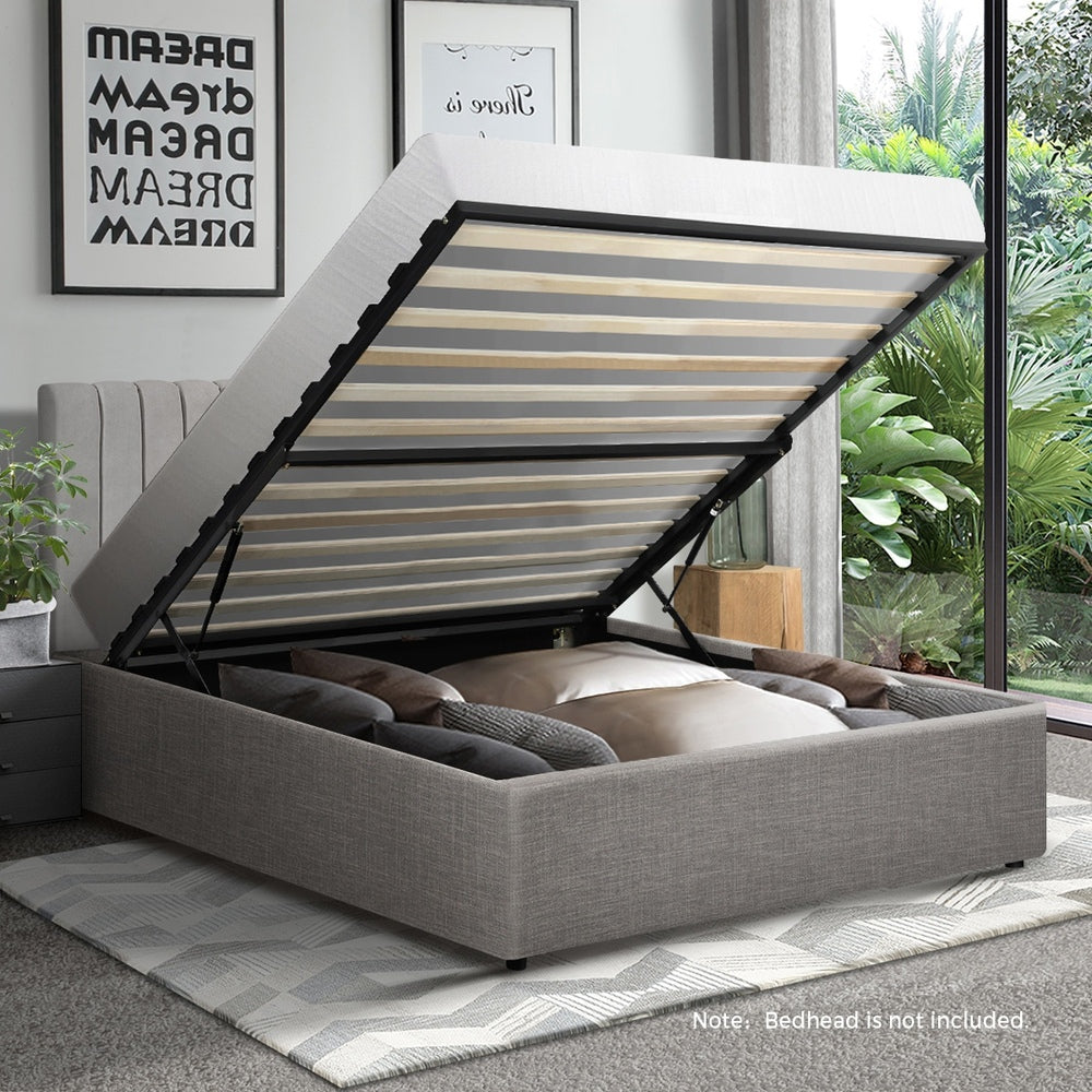 Oikiture Bed Frame Single Size Gas Lift Base With Storage-Bed Frame-PEROZ Accessories