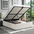 Oikiture Bed Frame King Single Gas Lift Storage Base White Boucle-Bed Frames-PEROZ Accessories
