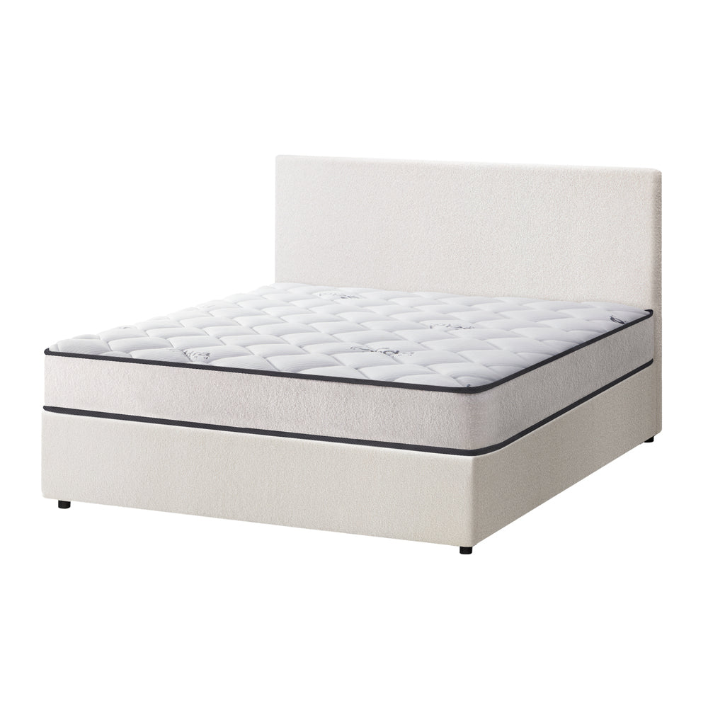 Oikiture Bed Frame King Size Gas Lift Boucle Beds With Mattress Set-Bed Frame-PEROZ Accessories