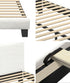 Oikiture Double Bed Frame with Wooden Slats and Boucle Fabric Bed Base Mattress Platfrom White-Bed Frames-PEROZ Accessories