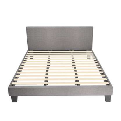 Oikiture Bed Frame King Size Mattress Base Platform Wooden Slats Grey Fabric-Bed Frames-PEROZ Accessories