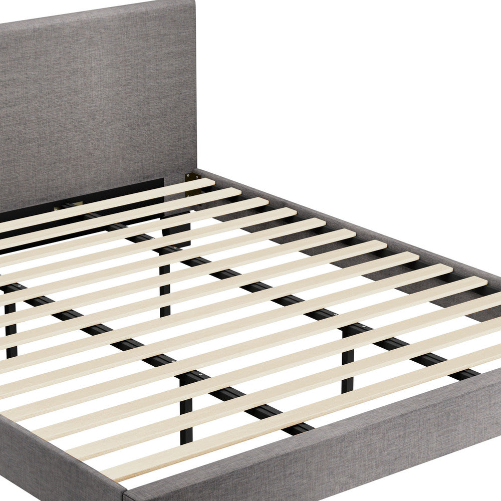 Oikiture Bed Frame King Size Mattress Base Platform Wooden Slats Grey Fabric-Bed Frames-PEROZ Accessories