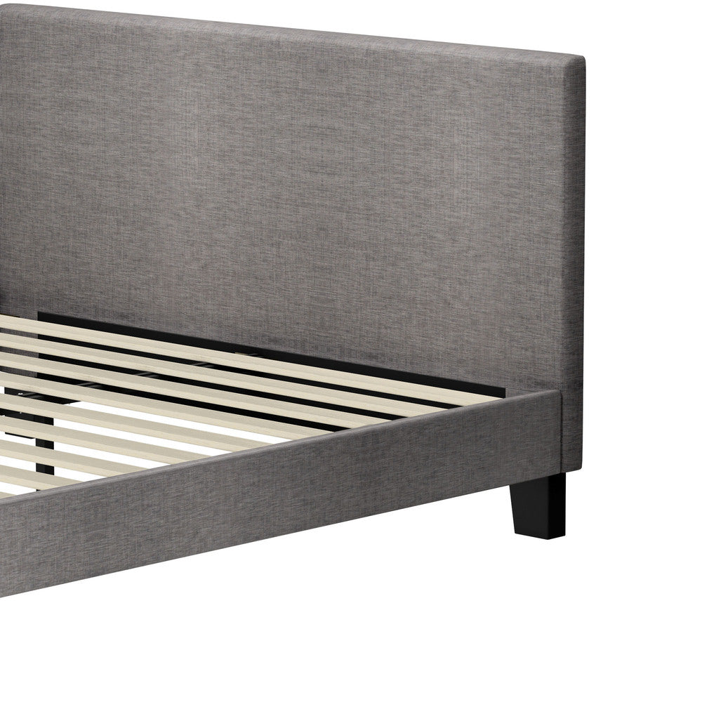 Oikiture Bed Frame Queen Size Mattress Base Platform Wooden Slats Grey Fabric-Bed Frames-PEROZ Accessories