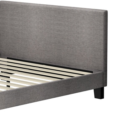 Oikiture Bed Frame Queen Size Mattress Base Platform Wooden Slats Grey Fabric-Bed Frames-PEROZ Accessories