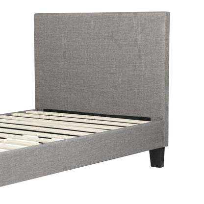 Oikiture Bed Frame Single Size Mattress Base Platform Wooden Slats Grey Fabric-Bed Frames-PEROZ Accessories