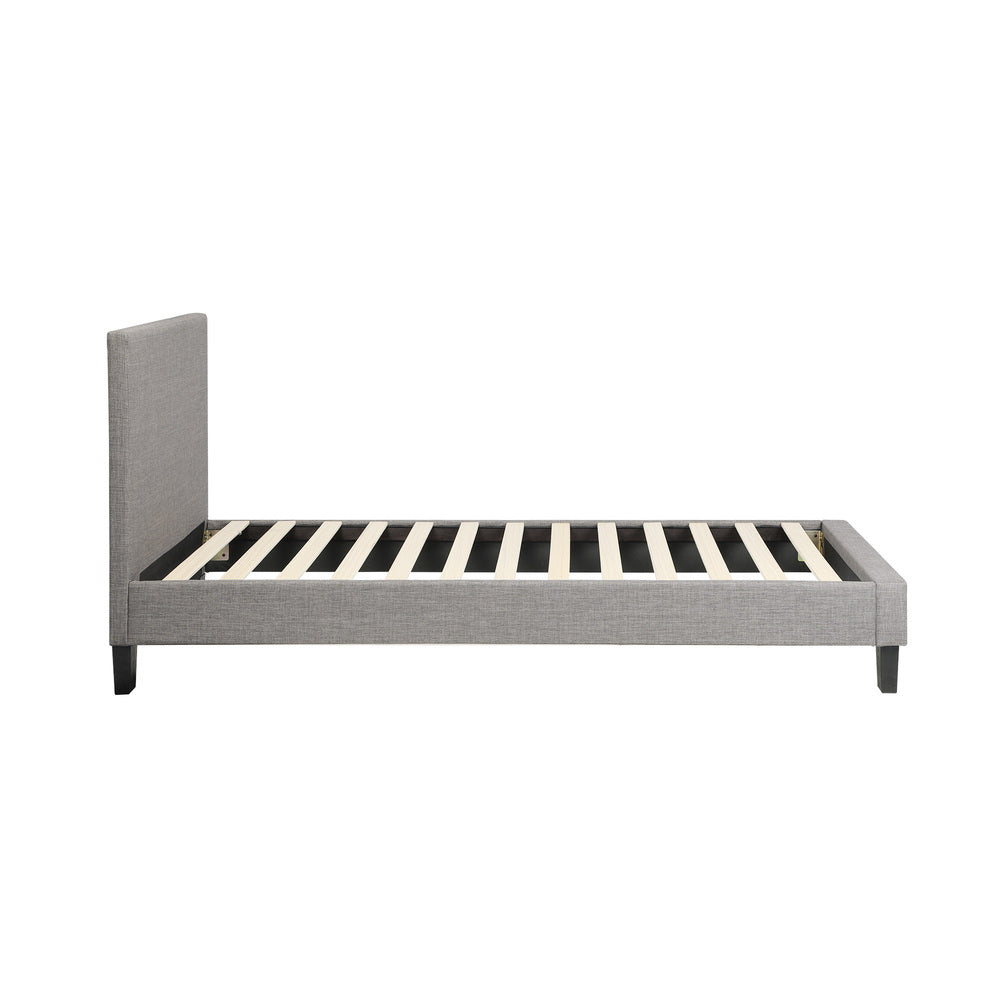Oikiture Bed Frame Single Size Mattress Base Platform Wooden Slats Grey Fabric-Bed Frames-PEROZ Accessories