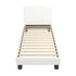 Oikiture Single Bed Frame with Wooden Slats and Boucle Fabric Bed Base Mattress Platfrom White-Bed Frames-PEROZ Accessories