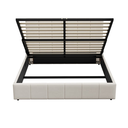 Oikiture Bed Frame Queen Size Gas Lift Storage Base VISH-Bed Frame-PEROZ Accessories