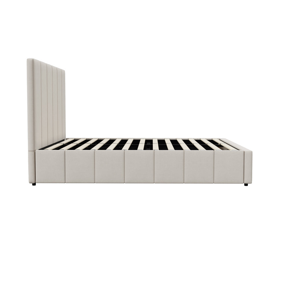 Oikiture Bed Frame Queen Size Gas Lift Storage Base VISH-Bed Frame-PEROZ Accessories