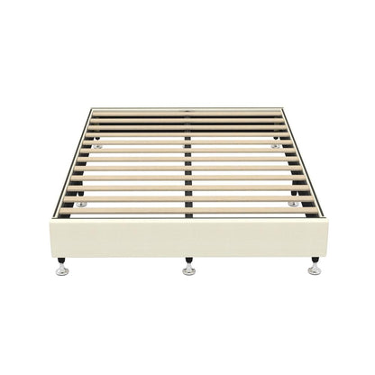 Oikiture Bed Frame Double Size Bed Base Platform Beige-Bed Frames-PEROZ Accessories