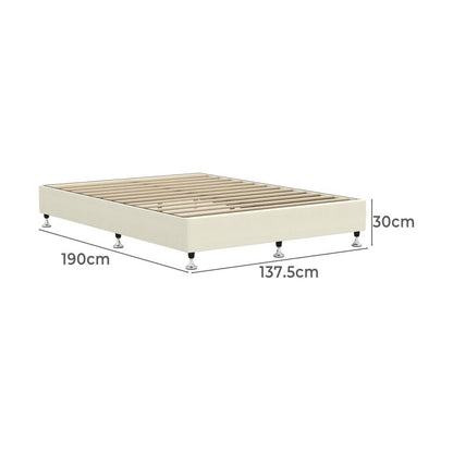 Oikiture Bed Frame Double Size Bed Base Platform Beige-Bed Frames-PEROZ Accessories
