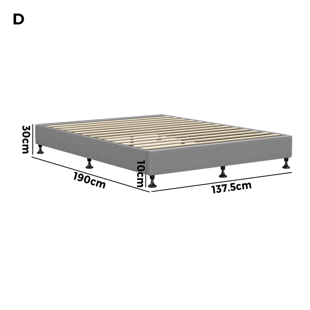 Oikiture Bed Frame Double Size Bed Base Platform Grey-Bed Frames-PEROZ Accessories