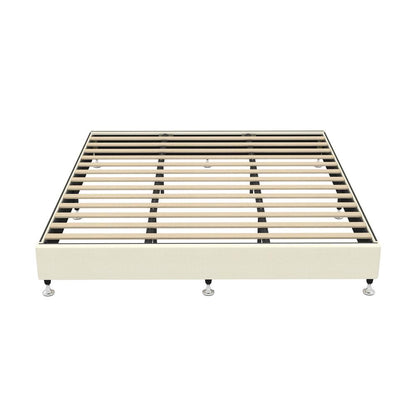Oikiture Bed Frame King Size Bed Base Platform Beige-Bed Frames-PEROZ Accessories