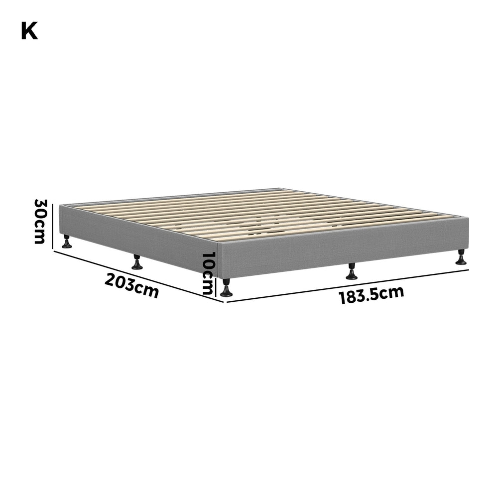 Oikiture Bed Frame King Size Bed Base Platform Grey-Bed Frames-PEROZ Accessories