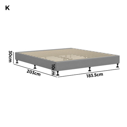 Oikiture Bed Frame King Size Bed Base Platform Grey-Bed Frames-PEROZ Accessories