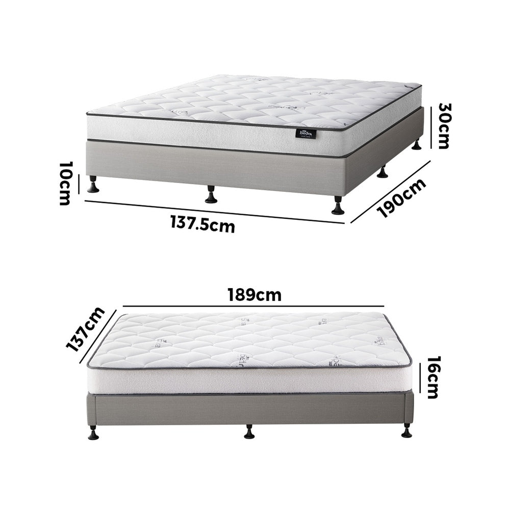Oikiture Bed Frame Double Size Upholstered with Mattress Beige-Bed Frame-PEROZ Accessories