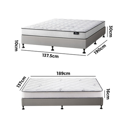 Oikiture Bed Frame Double Size Upholstered with Mattress Beige-Bed Frame-PEROZ Accessories
