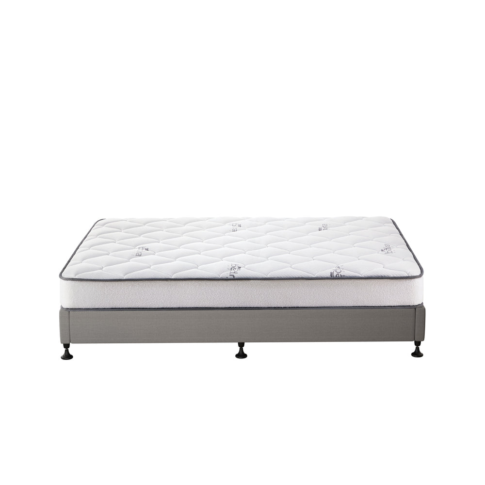 Oikiture Bed Frame Double Size Upholstered with Mattress Beige-Bed Frame-PEROZ Accessories