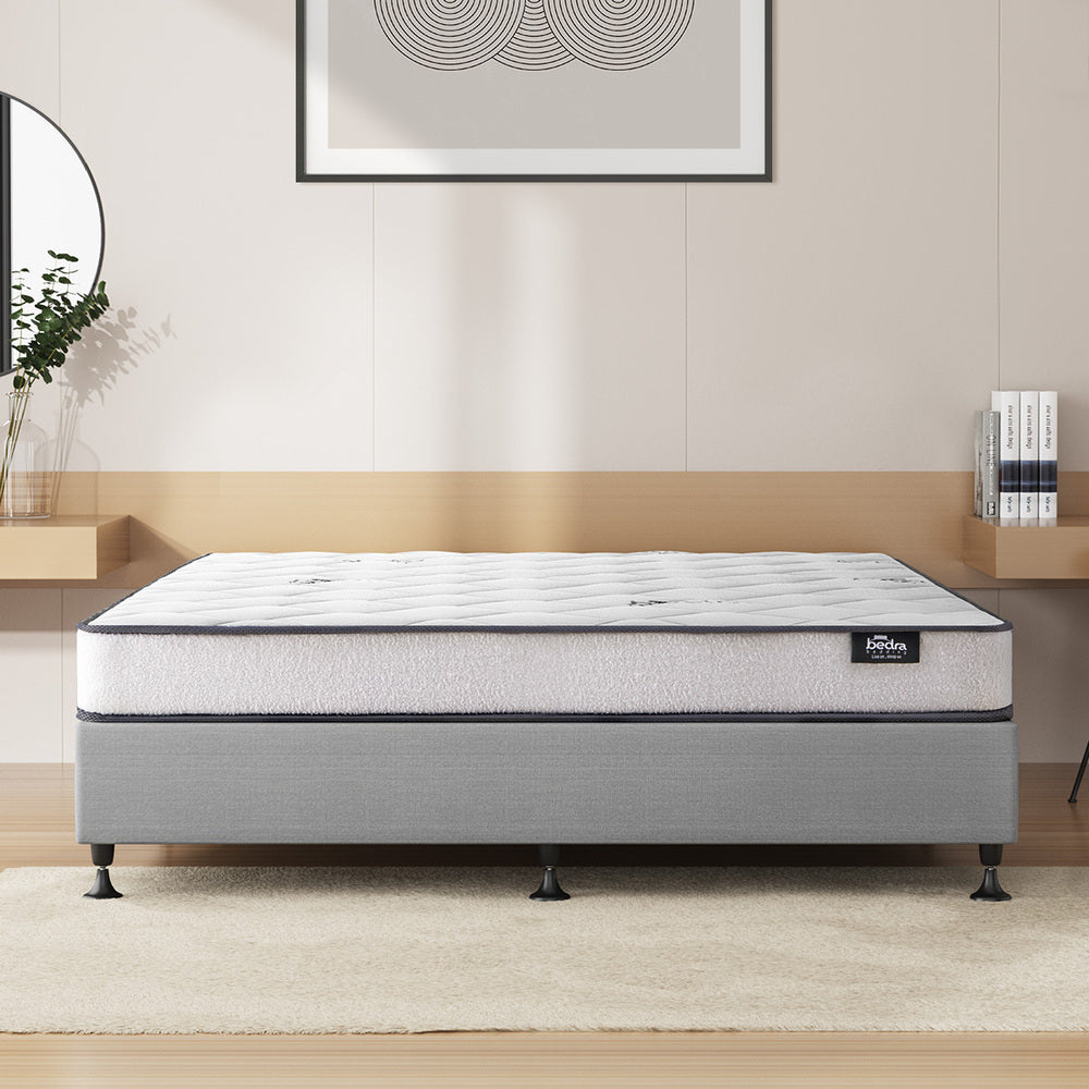 Oikiture Bed Frame Double Size Upholstered with Mattress Beige-Bed Frame-PEROZ Accessories