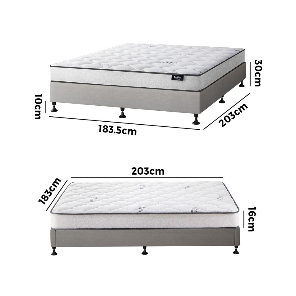 Oikiture Bed Frame King Size Upholstered Platform with Mattress Beige-Bed Frame-PEROZ Accessories