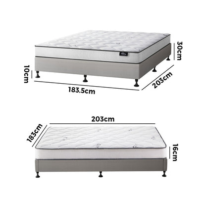 Oikiture Bed Frame King Size Upholstered Platform with Mattress Beige-Bed Frame-PEROZ Accessories