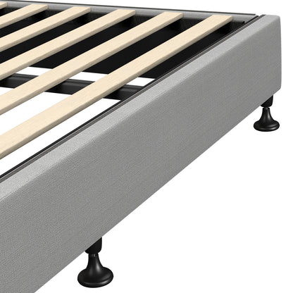 Oikiture Bed Frame King Size Upholstered Platform with Mattress Beige-Bed Frame-PEROZ Accessories