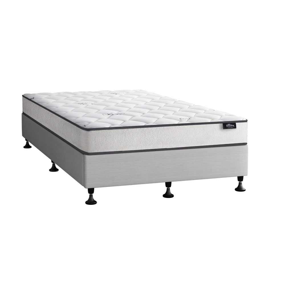 Oikiture Bed Frame Single Size Upholstered with Mattress Beige-Bed Frame-PEROZ Accessories