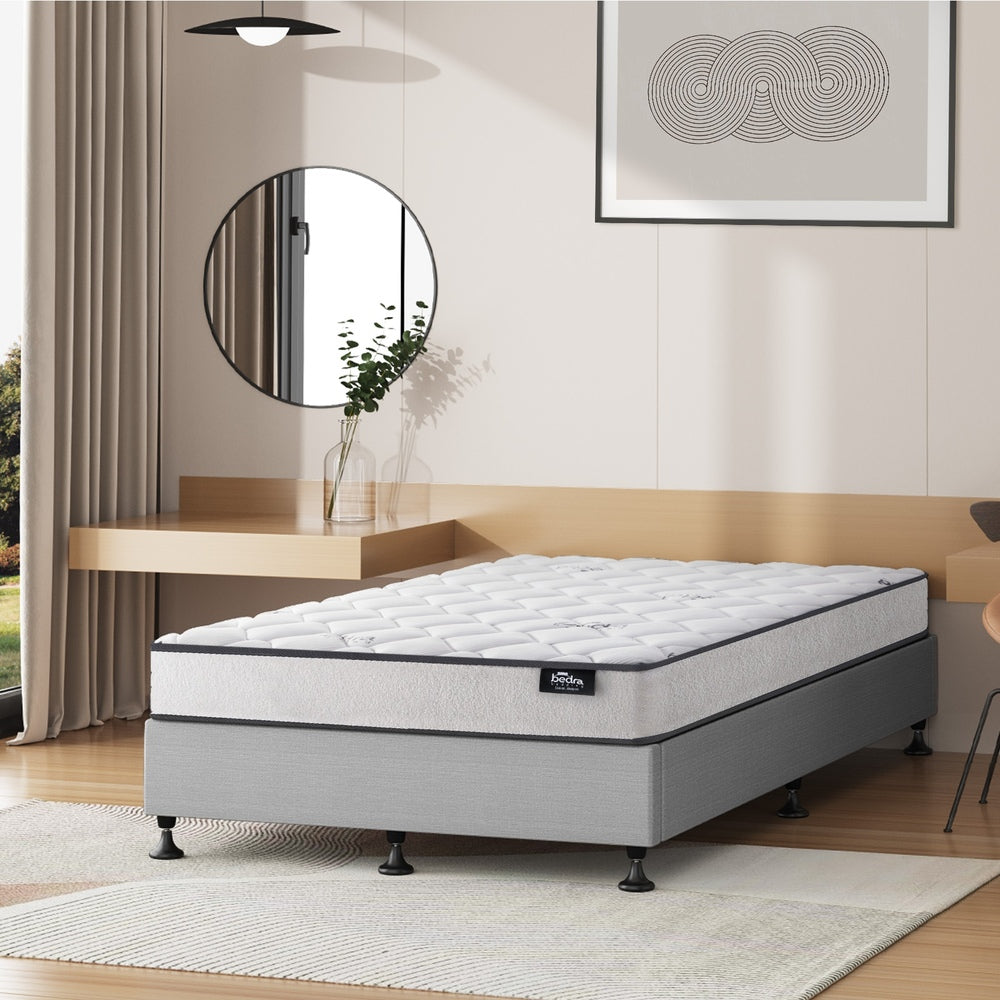 Oikiture Bed Frame Single Size Upholstered with Mattress Beige-Bed Frame-PEROZ Accessories