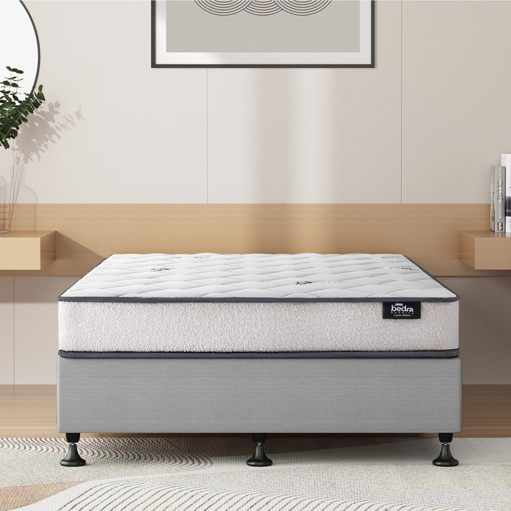 Oikiture Bed Frame Single Size Upholstered with Mattress Beige-Bed Frame-PEROZ Accessories