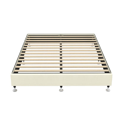 Oikiture Bed Frame Queen Size Bed Base Platform Beige-Bed Frames-PEROZ Accessories