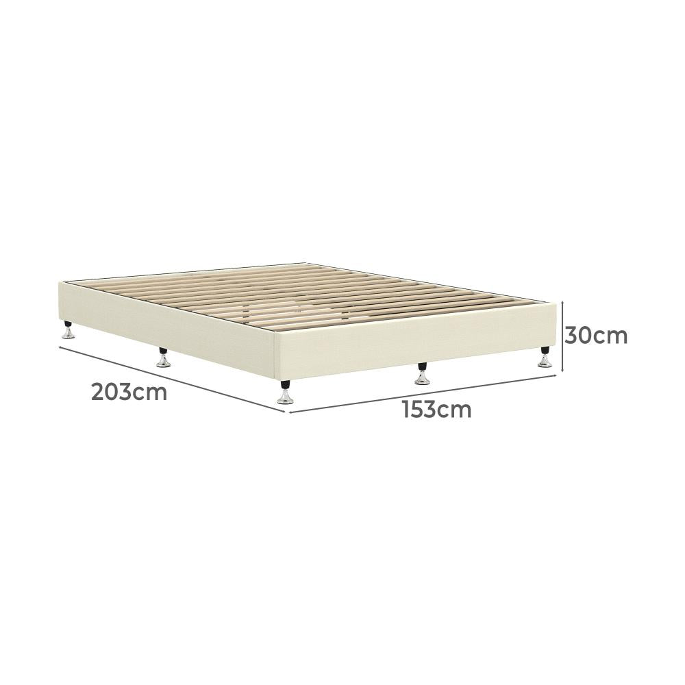 Oikiture Bed Frame Queen Size Bed Base Platform Beige-Bed Frames-PEROZ Accessories