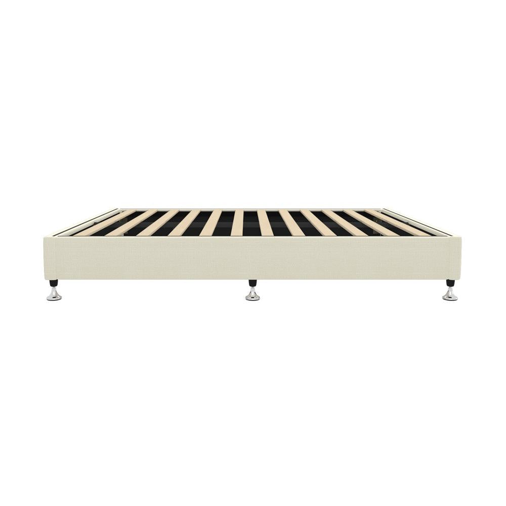 Oikiture Bed Frame Queen Size Bed Base Platform Beige-Bed Frames-PEROZ Accessories